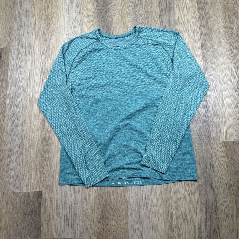 Lululemon Shirt Mens Large Green Long Sleeve Live In Practice Athletic Tee